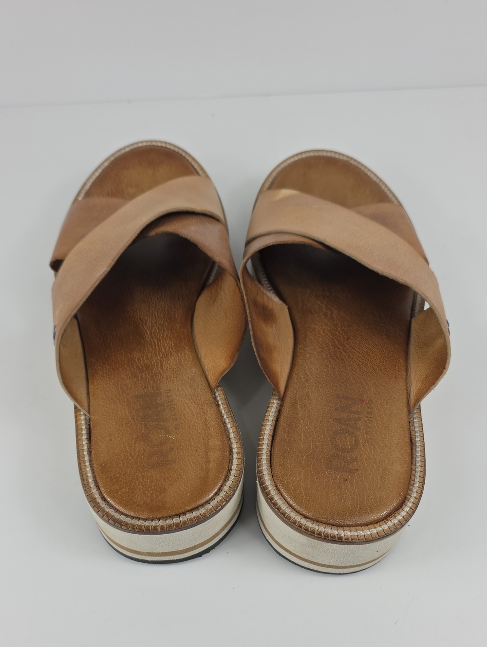 Roan by Bed Stu Shout Brown Leather Slip-on Platform Women's Sandals Size 9 - Picture 5 of 10